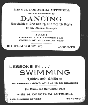 Business cards of Dorothea Mitchell while in Toronto